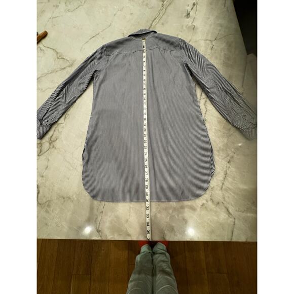 J.Crew Striped Button Down Shirt Navy Blue White Sz 6 Oversized Boyfriend Preppy - Picture 13 of 14